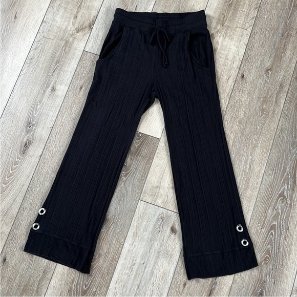 LNA Noma Drawstring Black Pants With Grommet and Ribbed Detail - Picture 2 of 12
